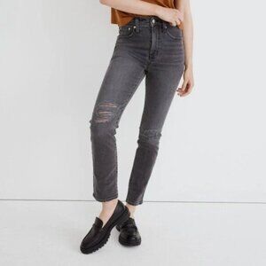 Madewell The Perfect Vintage Acid Wash High Waist Black Jean 30 T